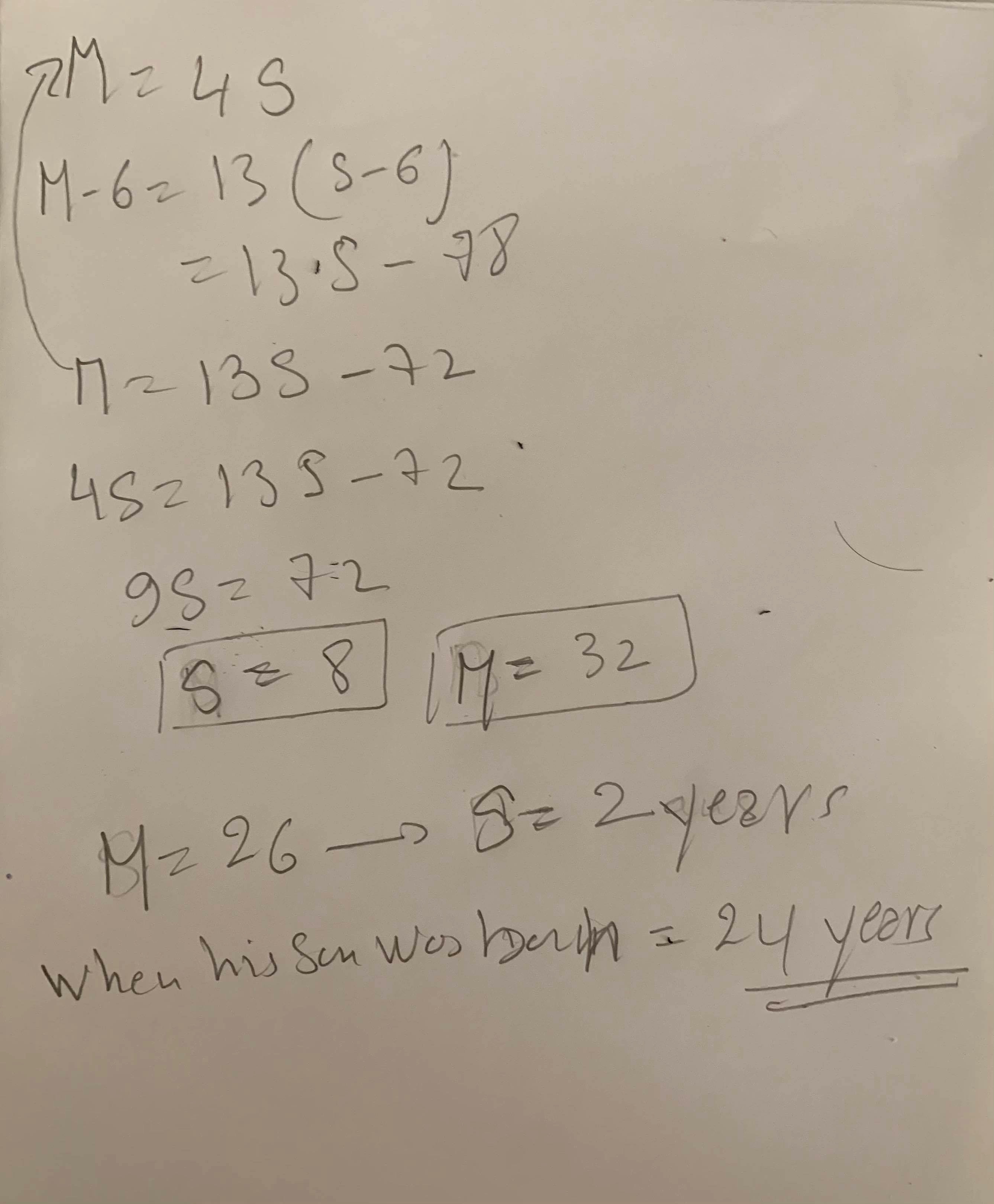 A Man Is Four Times As Old As His Son 6 Years Ago He Was 13 Times As 